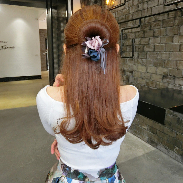 Bun Hair Half Bun Pearl Flower Hair Plate Hair Elastic Korean Styling Headdress Hair Accessories Bun Hair Half Bun Pearl Flower Hair Plate Hair Elastic Korean Styling Headdress Hair Accessories